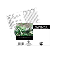 Uvarovite with certificate card in pouch