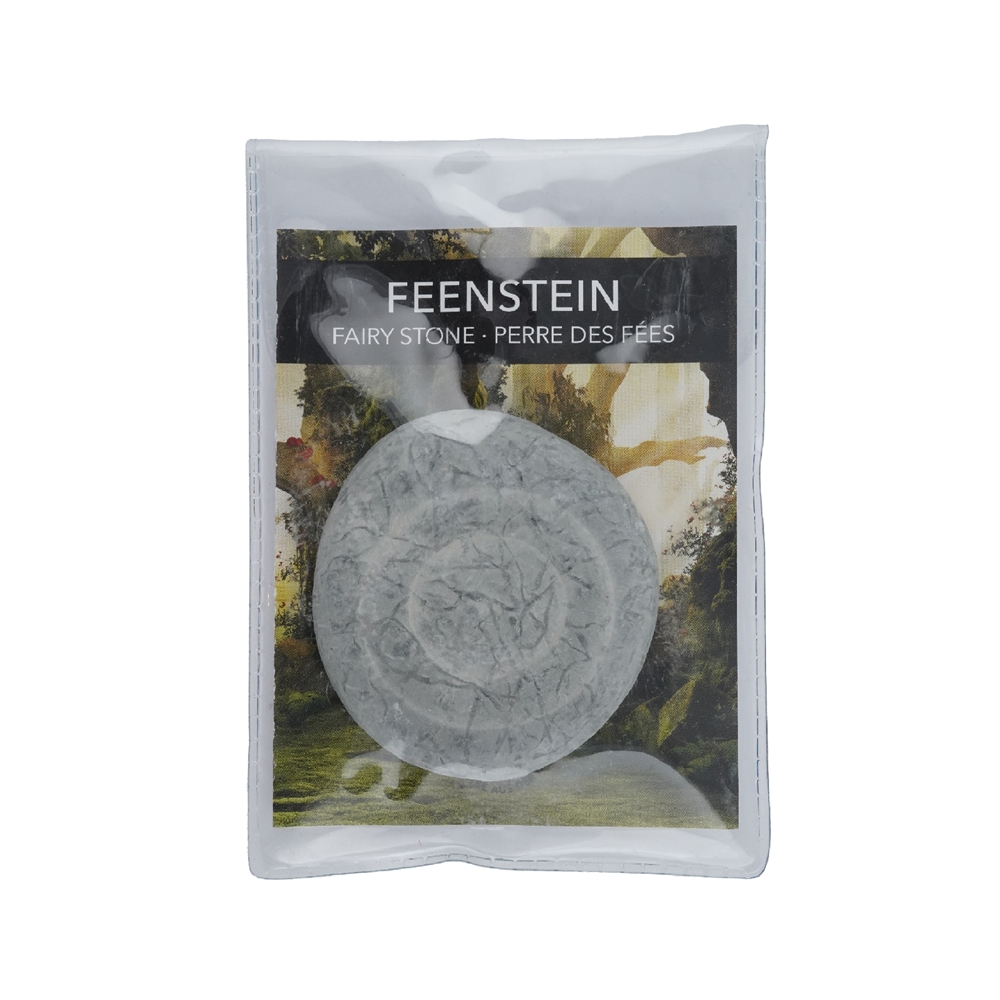 Feensteine (Fairy Stone) mit Zertifikatkarte in Pouch, 5,5 - 6,5cm