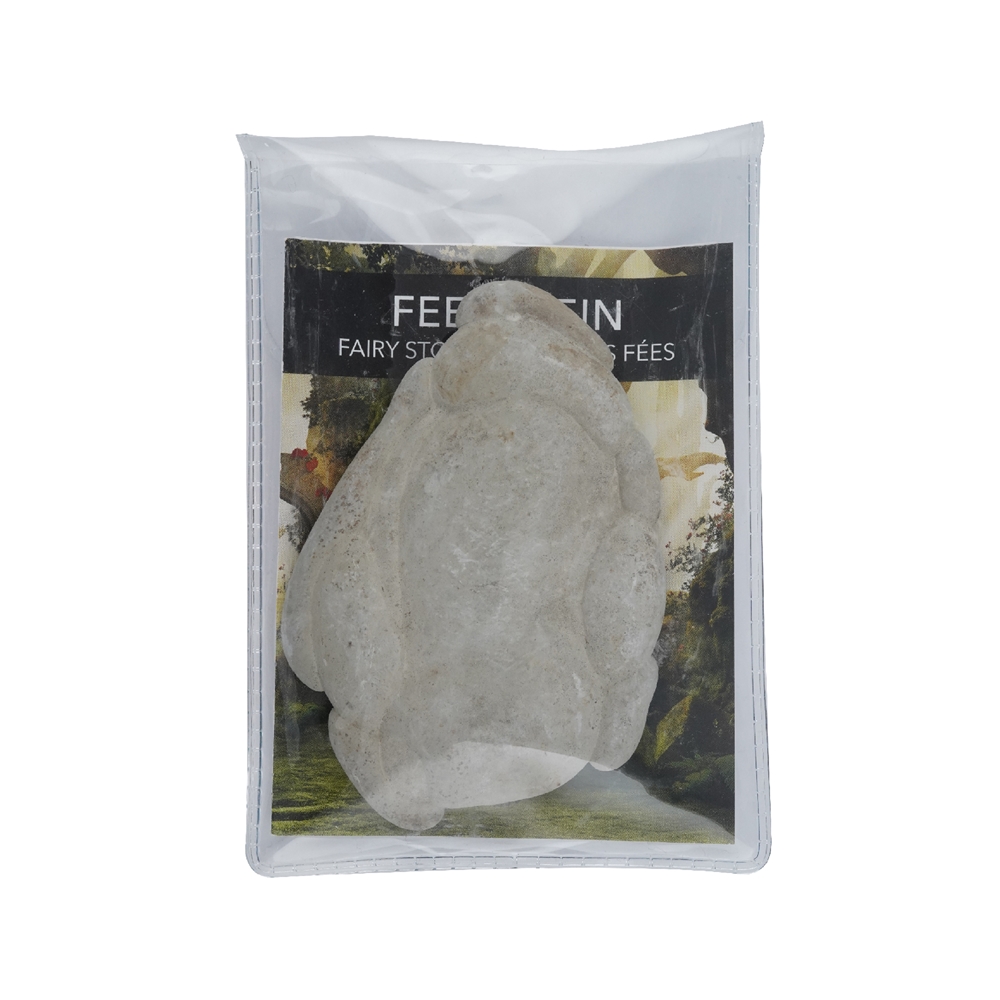 Piedras de hada (Fairy Stone) con tarjeta de certificado en bolsita, 6,5 - 8,0cm