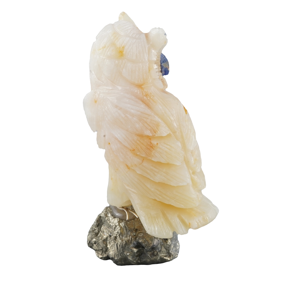 Uccello inciso (gufo), calcite, 10 cm | grossista gemme e pietre curative