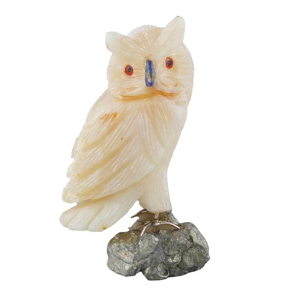 Gravure oiseau (hibou), calcite, 10cm | Marco Schreier