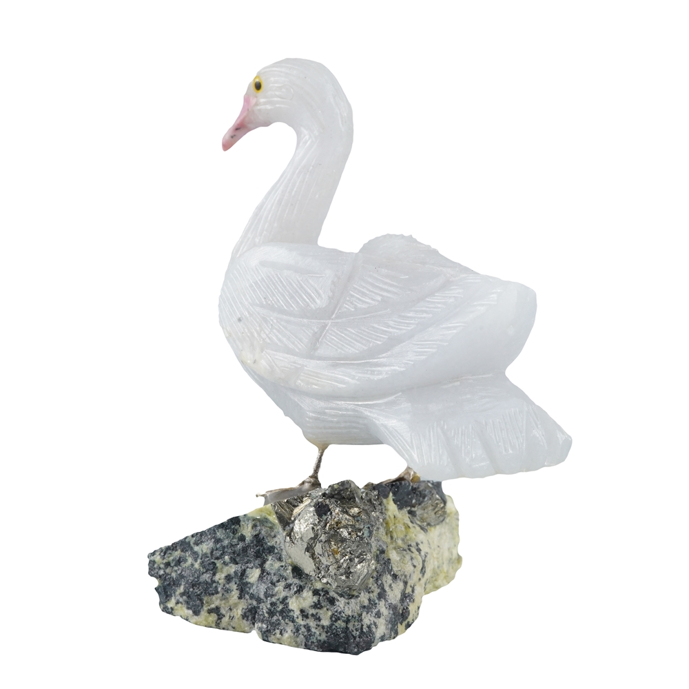 Engraved bird (swan), Calcite (white), 10cm