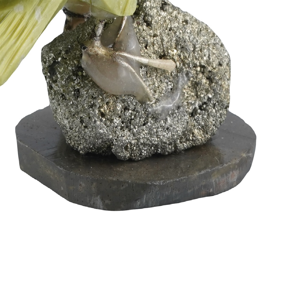 Oiseau gravé (coq de roche des Andes), jaspe, serpentine, calcite, 10cm | Marco Schreier