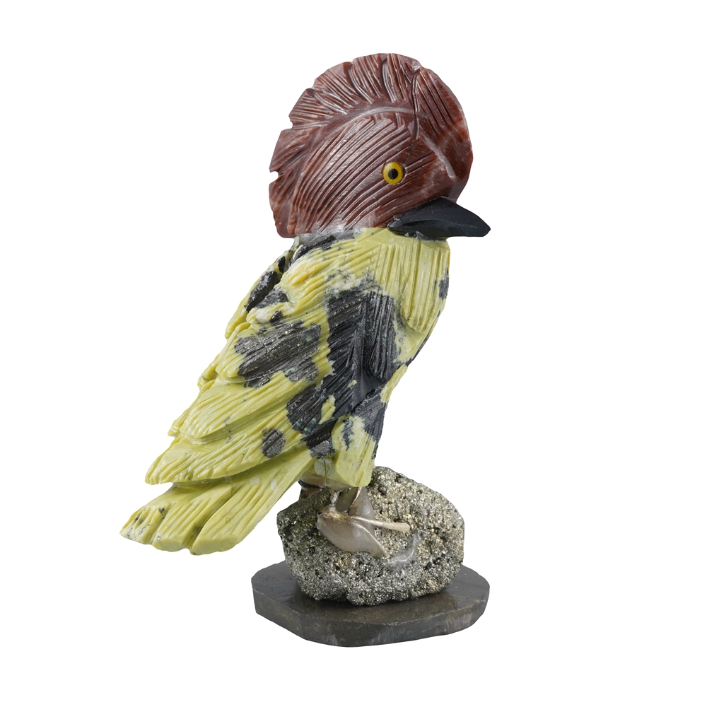 Pájaro grabado (gallo de roca andino), jaspe, Serpentina, calcita, 10cm | Marco Schreier