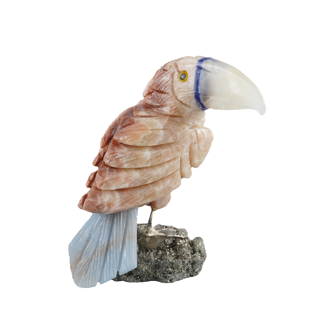 Engraving bird (toucan), calcite, 8,2cm | wholesaler gems &amp; healing stones