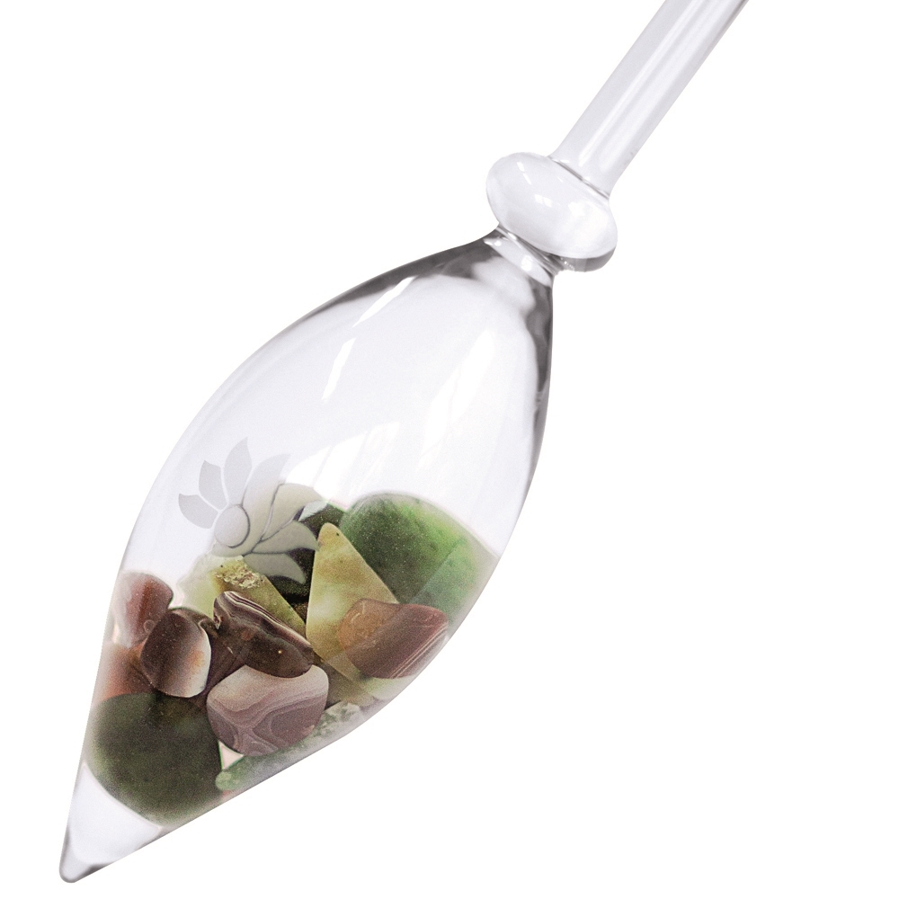 Vara de Agua de Equilibrio de Piedras Preciosas "Seguridad (Serpentina, Ágata, Nefrita) | Marco Schreier