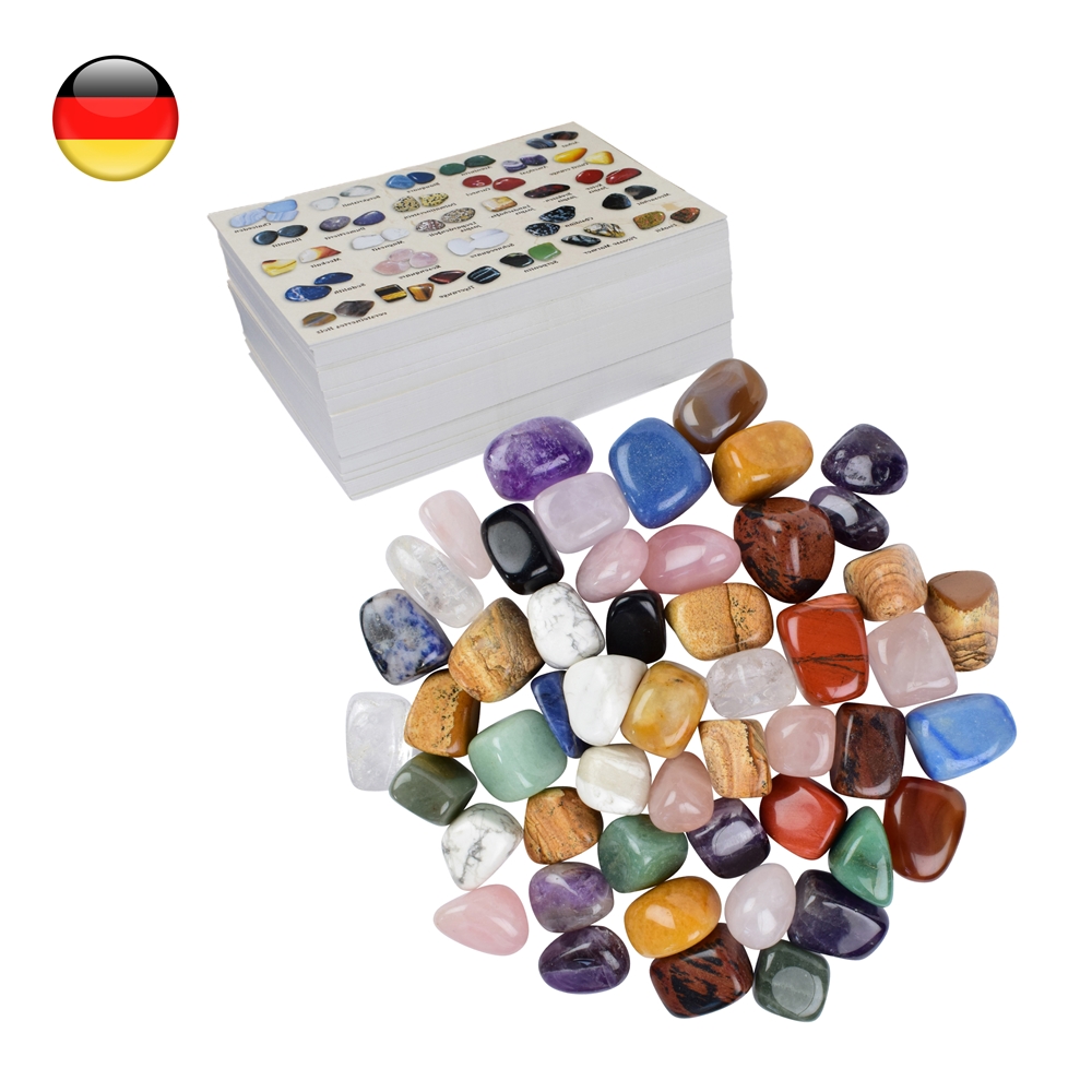 Vending machine refill pack 1: 10kg large Tumbled Stones, 600 info cards GERMAN