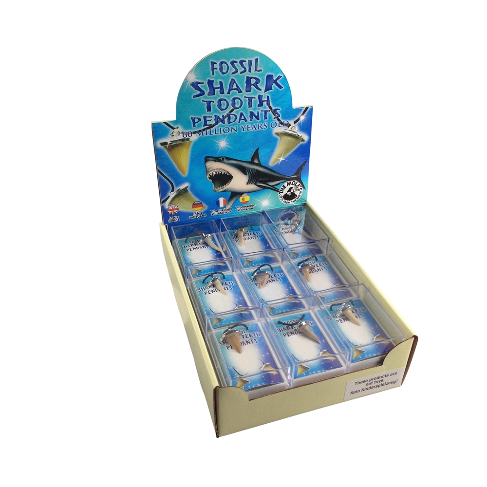 Présentoir en carton "Pendentif dents de requin" grand (18 boîtes)