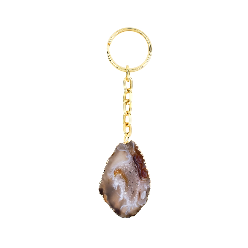 Key Chain Agate Geode, galvanic setting