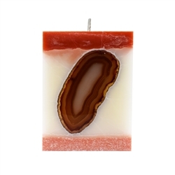 1000104902 Bougie Agate blanc/rouge-brun, forme parallélépipédique, 10cm | Marco Schreier