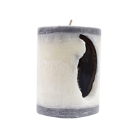 Achat-Kerze weiß/graphit, Säulenform 10cm