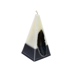 1000104913 Bougie Agate blanche/anthracite, pyramide, 11,5cm | Marco Schreier