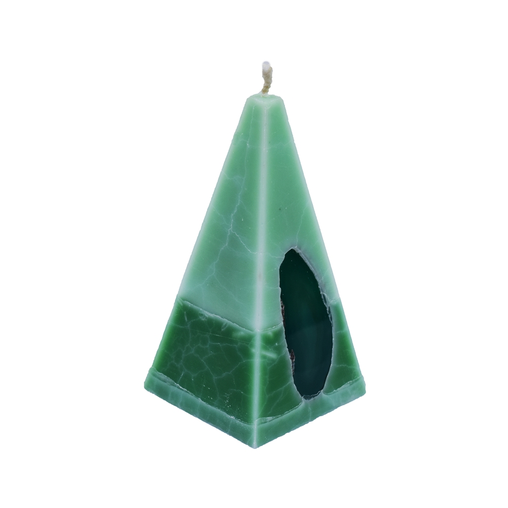 Agate candle light green/dark green, pyramid, 11,5cm
