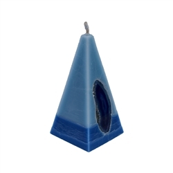 1000104916 Bougie Agate bleu clair/bleu foncé, pyramide, 11,5cm | Marco Schreier