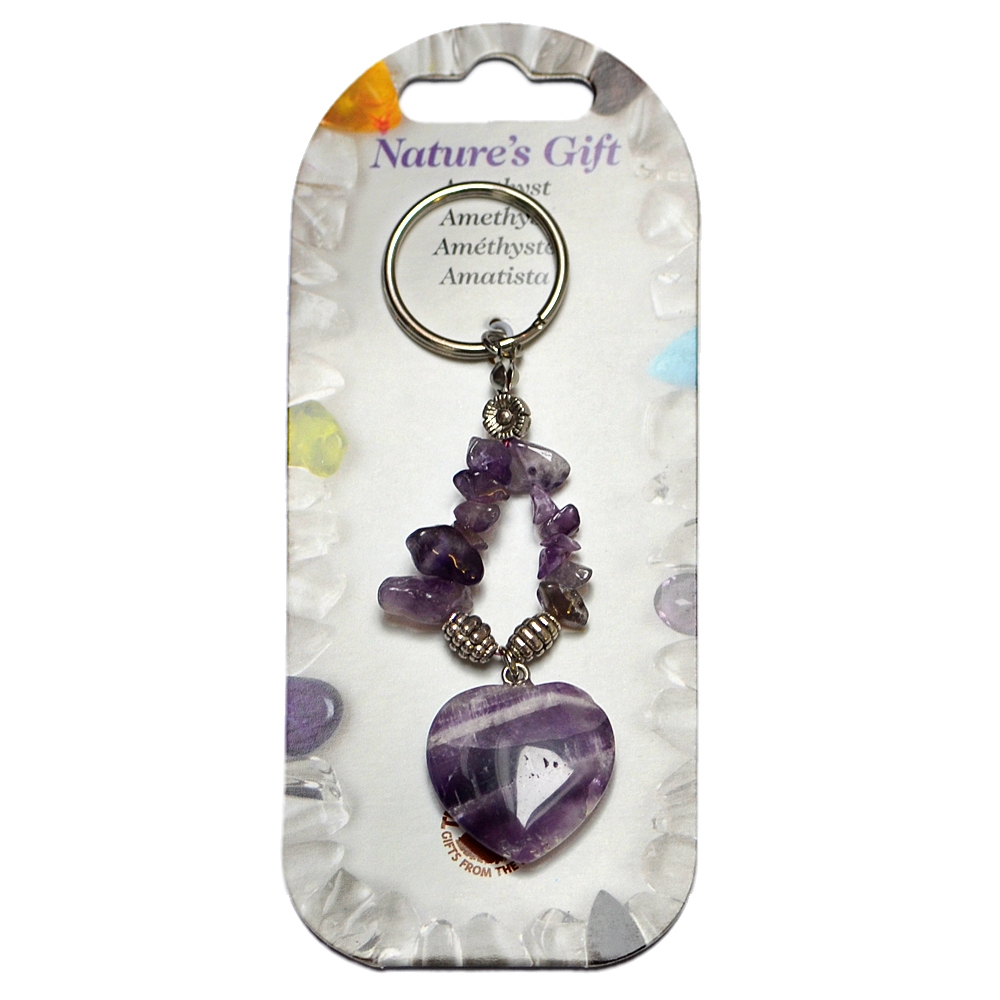 Key Chain, Heart, Amethyst, ca. 09cm, for floor stand