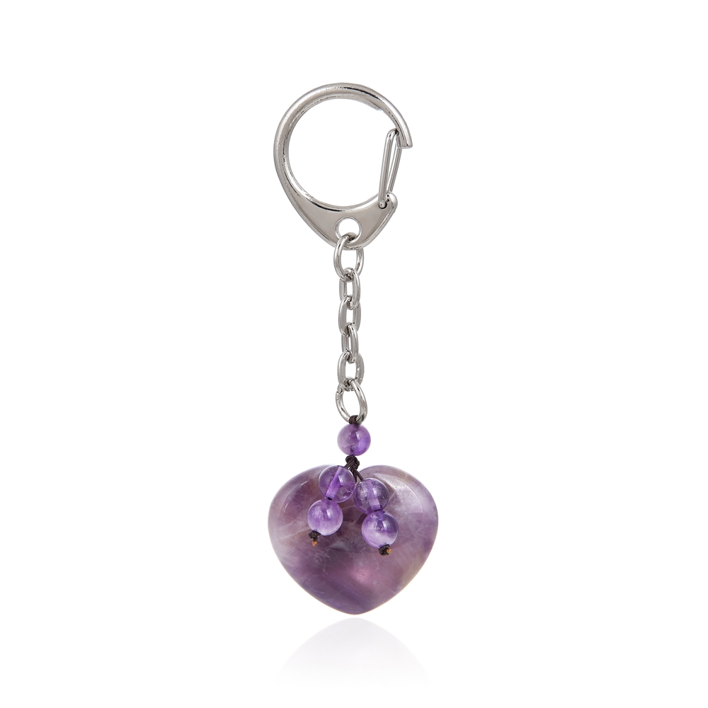 Key Chain Heart Amethyst with Balls