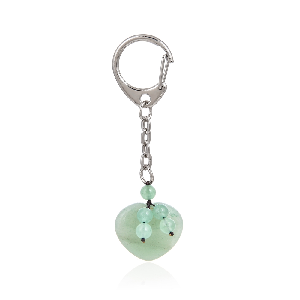 Porte-clés cœur Aventurine avec boules