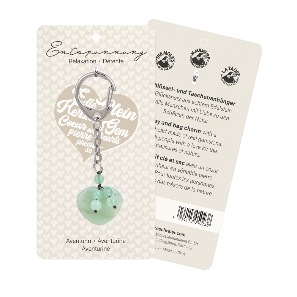 Key Chain Heart Aventurine with Beads