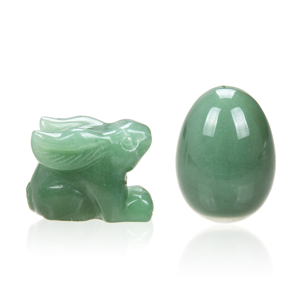 Aventurine Easter set (rabbit and egg in rabbit bag)