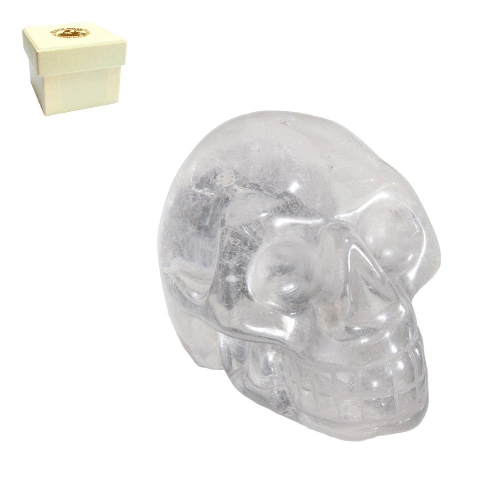 Crâne de cristal Cristal de roche, 04cm, dans une boîte cadeau