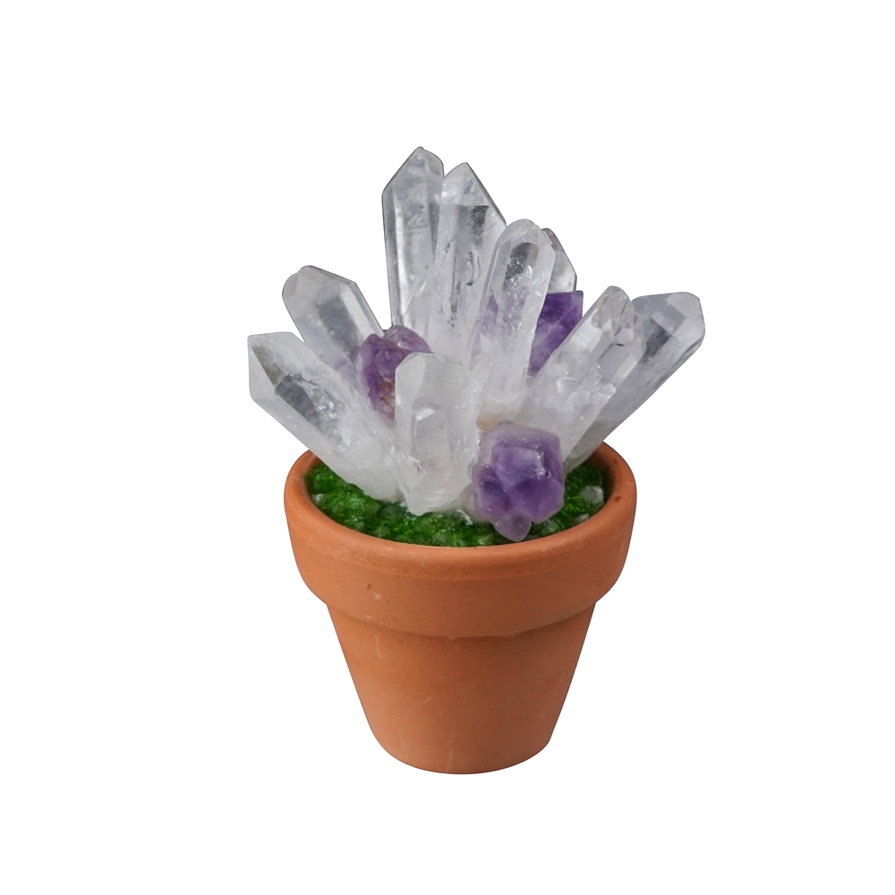 Fleur de cristal Cristal de roche et améthyste, 10cm