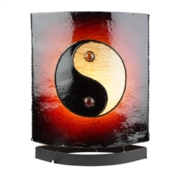 1003605044 Bernsteinlampe Oval, Buddha / Yin Yang, rot, 30cm | Marco Schreier