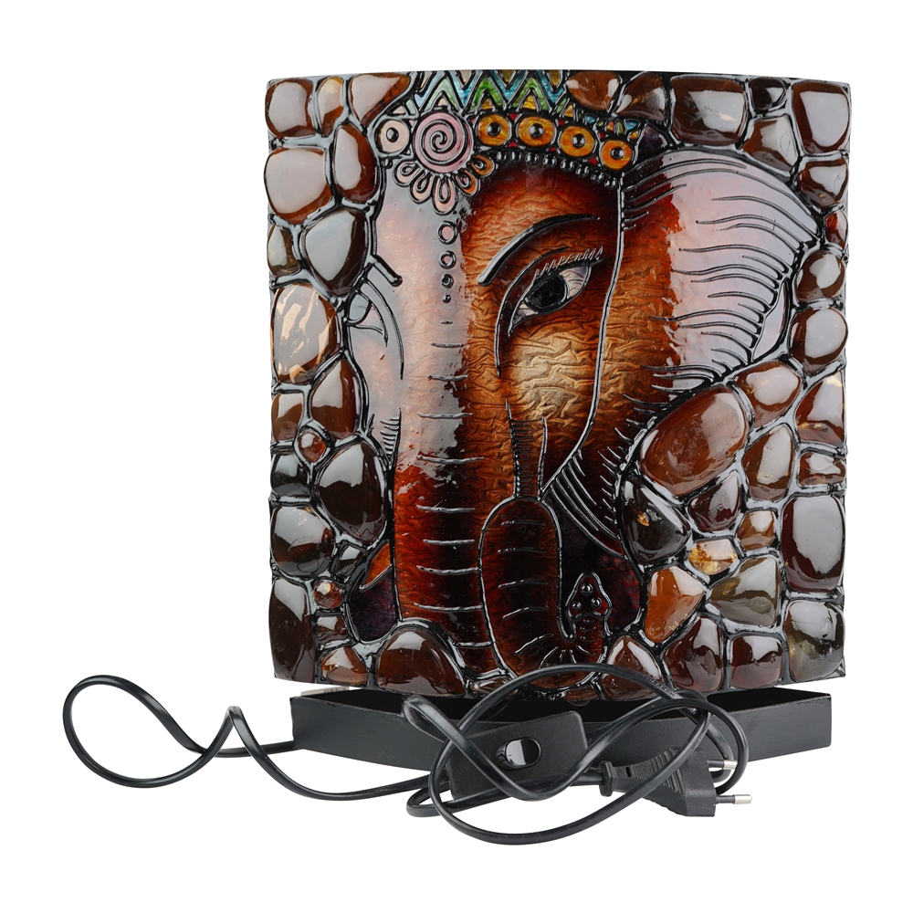 Lampada ambra ovale, elefante / Om, 30 cm | grossista gemme e pietre curative