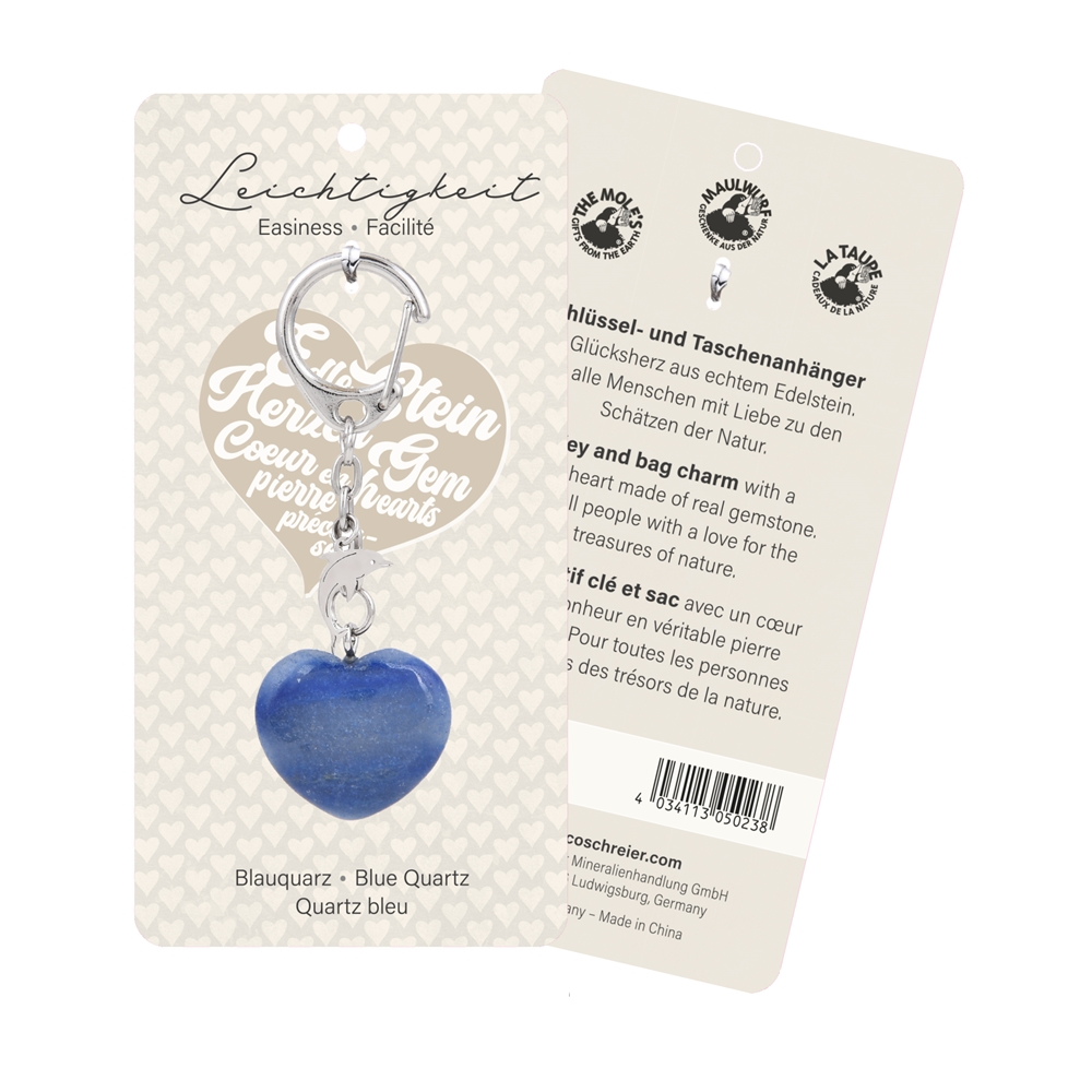 Key Chain Heart Blue Quartz with Dolphin