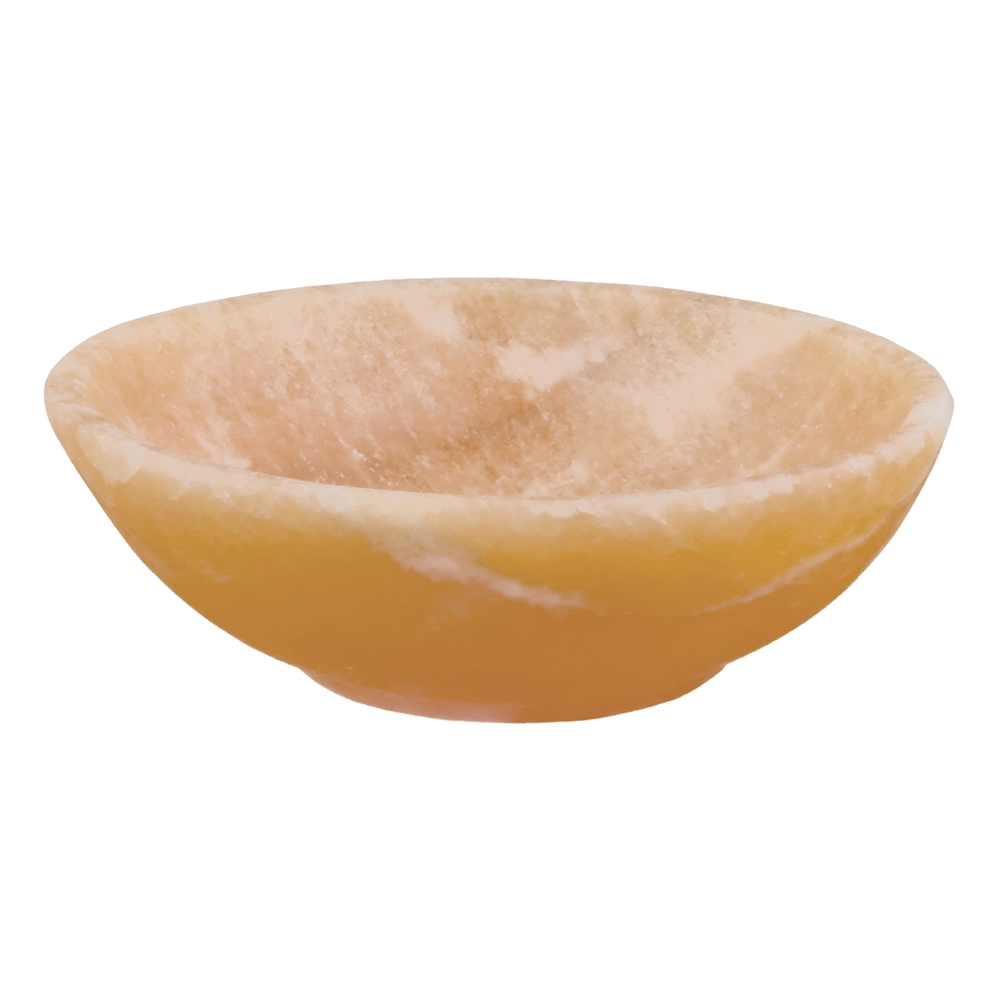 Ciotola di calcite (arancione) rotonda, 12,5 cm