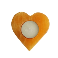 Teelicht Calcit (orange) Herz, 8cm