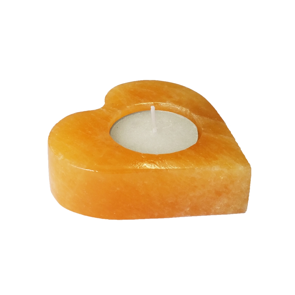 Bougie à chauffe-plat Calcite (orange) coeur, 8cm