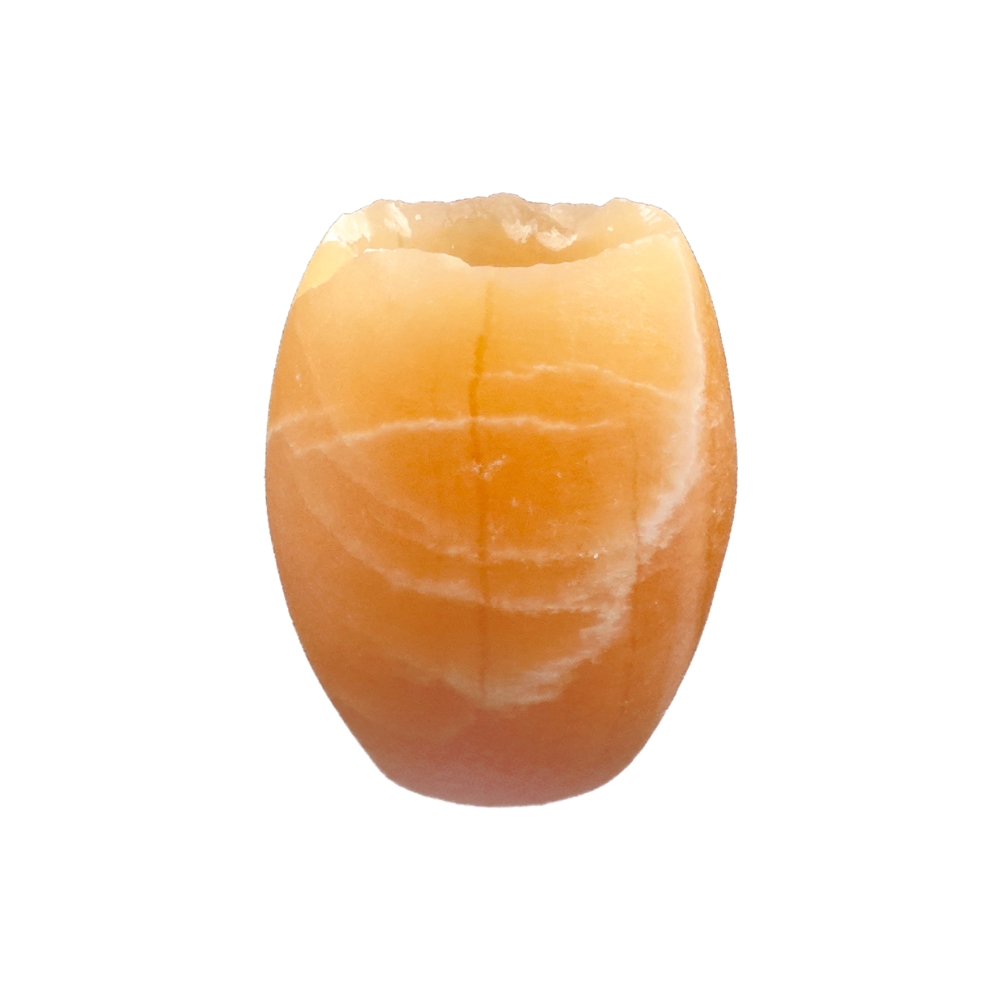 Tealight Calcite (orange), oval, 7,5cm, frosted