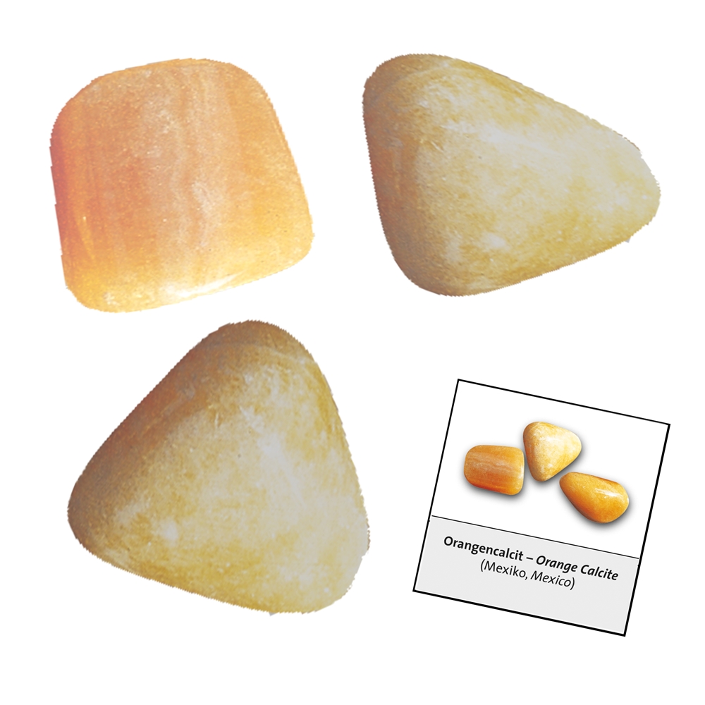 Refill Tumbled Stone and sticker Calcite orange (24 pcs./VE)
