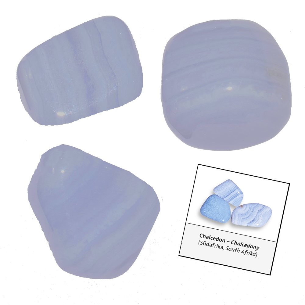 Refill Tumbled Stone and Sticker Chalcedony blue (24 pcs./VE)