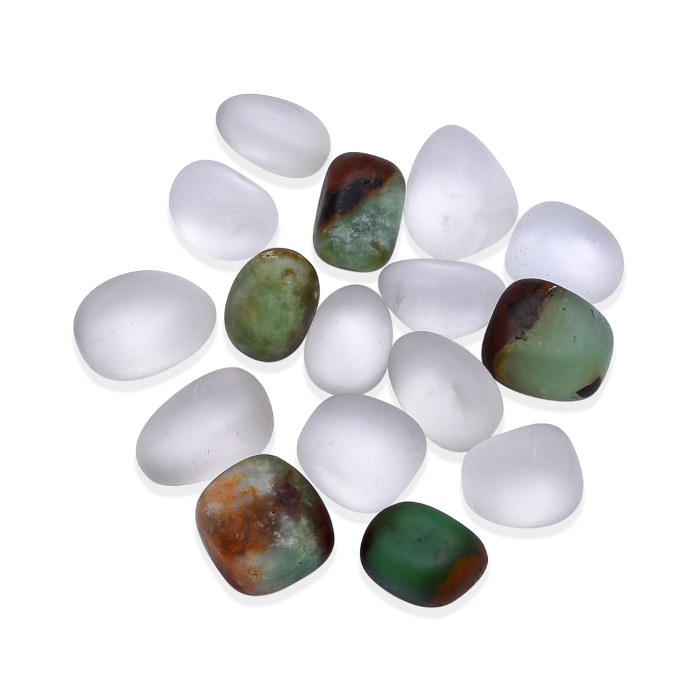 Pierres pour eau de gemmes Chrysoprase/Cristal de roche en boîte cadeau