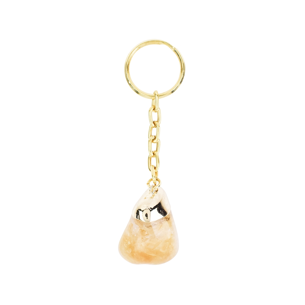 Key Chain Tumbled Stone Citrine (burnt), electroplated setting