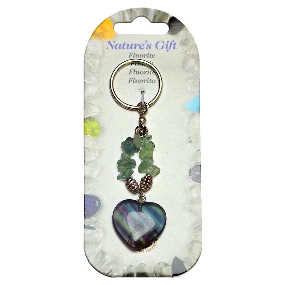 Key Chain, Heart, Fluorite, ca. 09cm, for floor stand