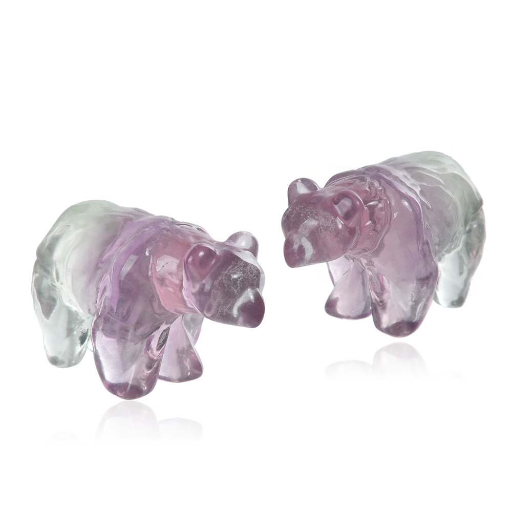 Gravur Bär, Fluorit, 4,0 x 2,0cm | Großhändler Edelsteine, Heilsteine & Schmuck