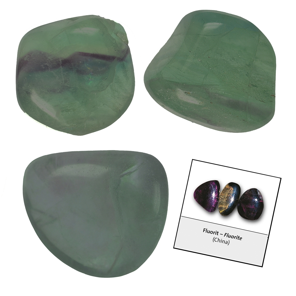 Confezione di ricarica di pietre burattate e adesivi di fluorite (24 pezzi/confezione)