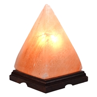 Lampada di sale "Piramide" con base in legno, 20cm / 2,8kg