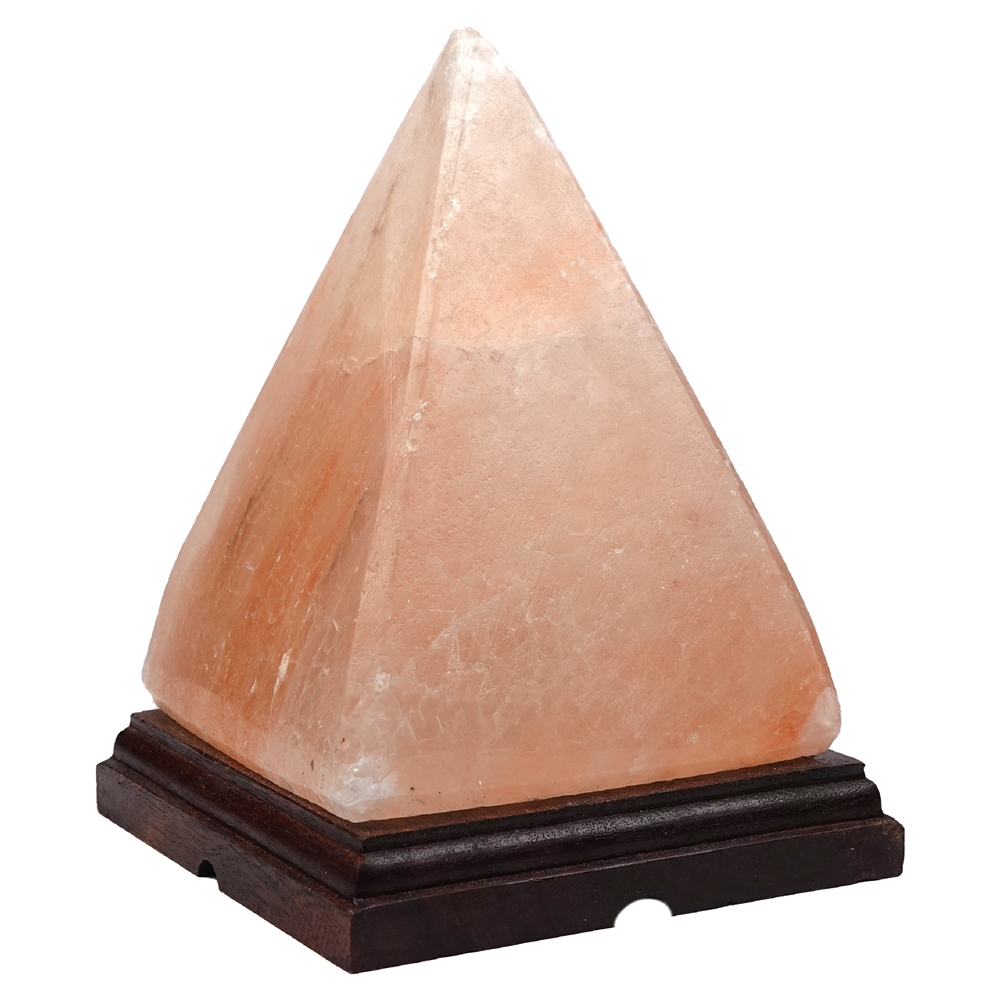Salt lamp "Pyramid" with wooden base, 20cm / 2.8kg