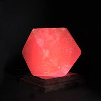 Lampe de sel "Diamant" avec socle en bois, 9cm / 0,8kg, prise USB, changement de couleur
