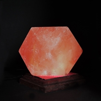 Salt lamp "Diamond" with wooden base, 9cm / 0.8kg, USB plug, color-changing