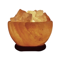 Lampe de sel "coupe à feu" avec socle en bois, 22cm / 3,5kg