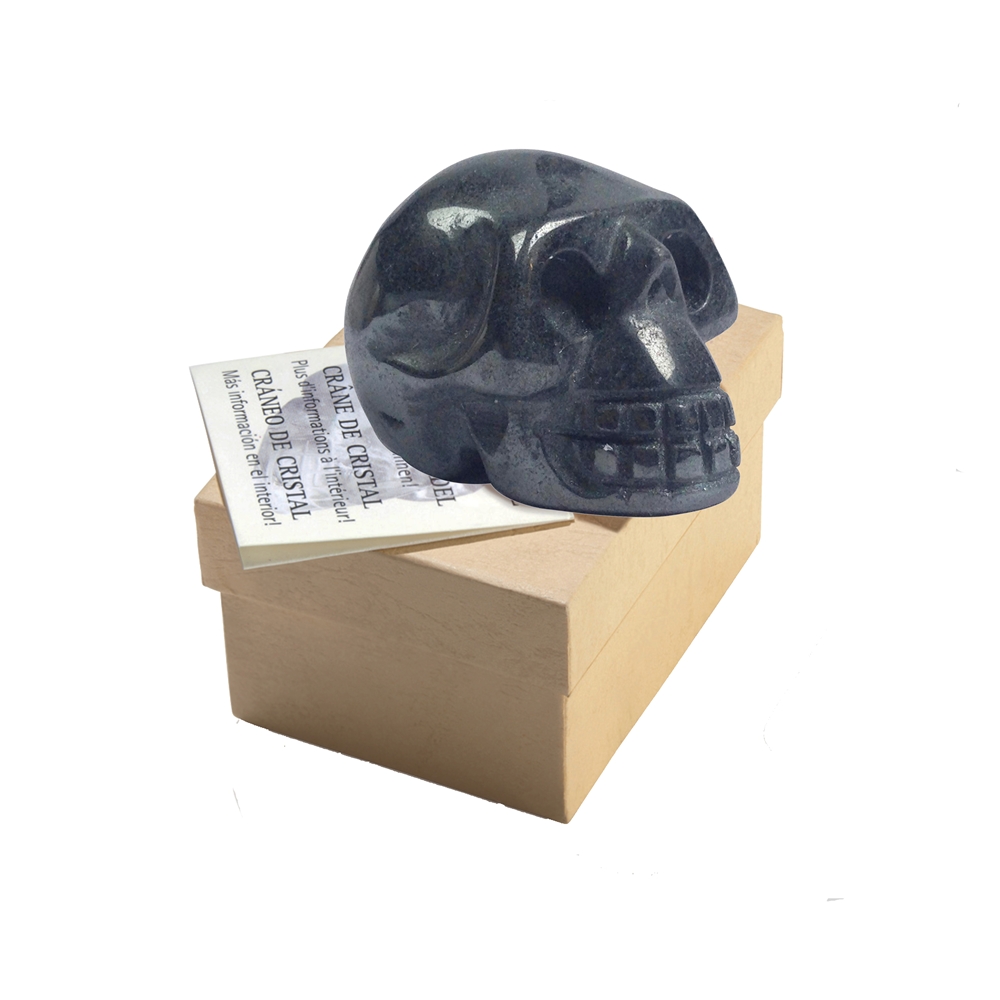 Crâne de cristal Hématite, 04cm, dans une boîte cadeau