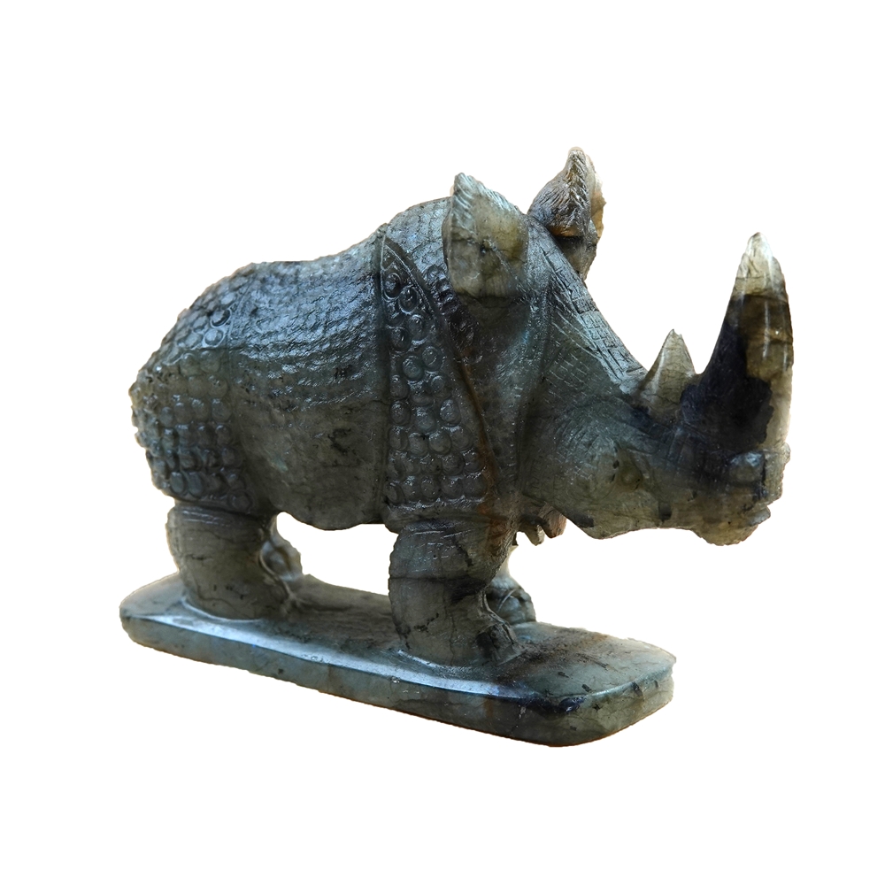 Rhinoceros labradorite, L x W x H approx. 9.5 x 3 x 7 cm