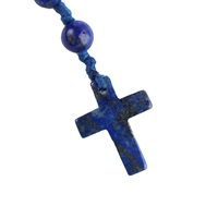 Rosary Lapis Lazuli in pressure lock case with explanation in four languages