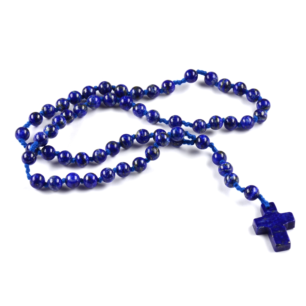 Rosary Lapis Lazuli in pressure lock case with explanation in four languages