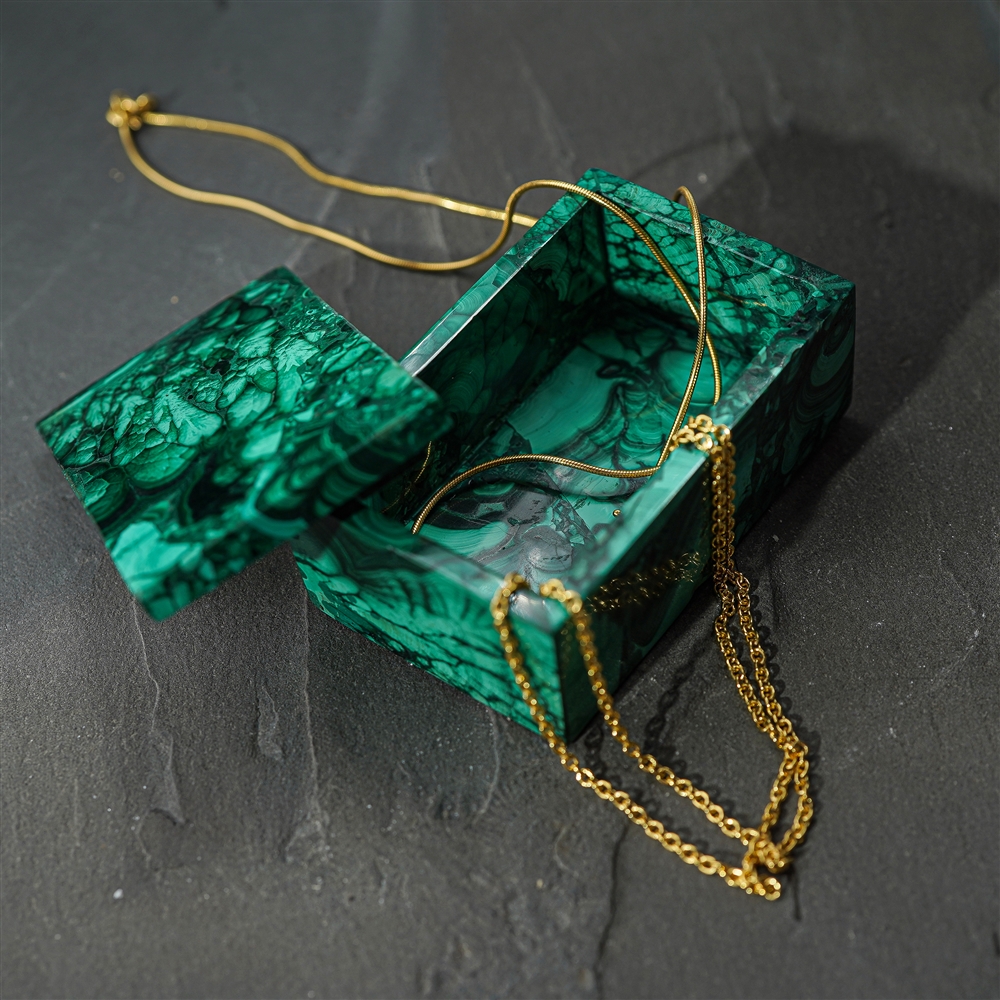 Boîte à bijoux Malachite (stab.), 6,0 x 4,5cm