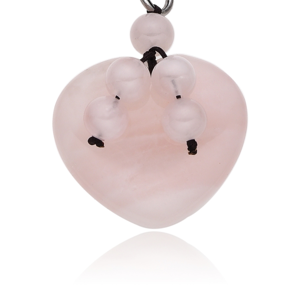 Porte-clés cœur Quartz rose avec boules